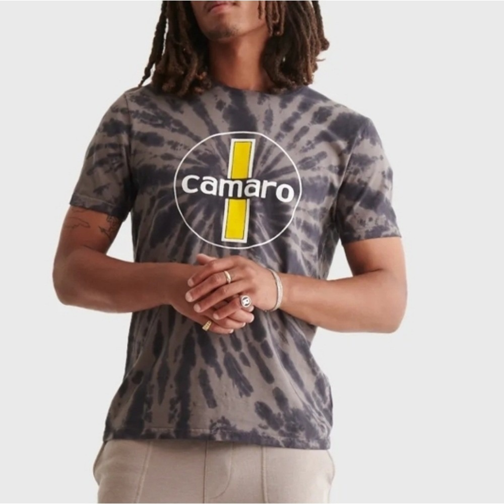 Lucky Brand Men's Chevrolet Camaro Short Sleeve Tie Dye Tee Raven Tie Dye S